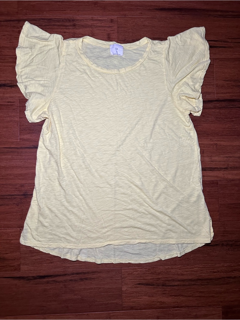 T.La Anthropologie Bright Butter Yellow Short Sleeve Crewneck Tee